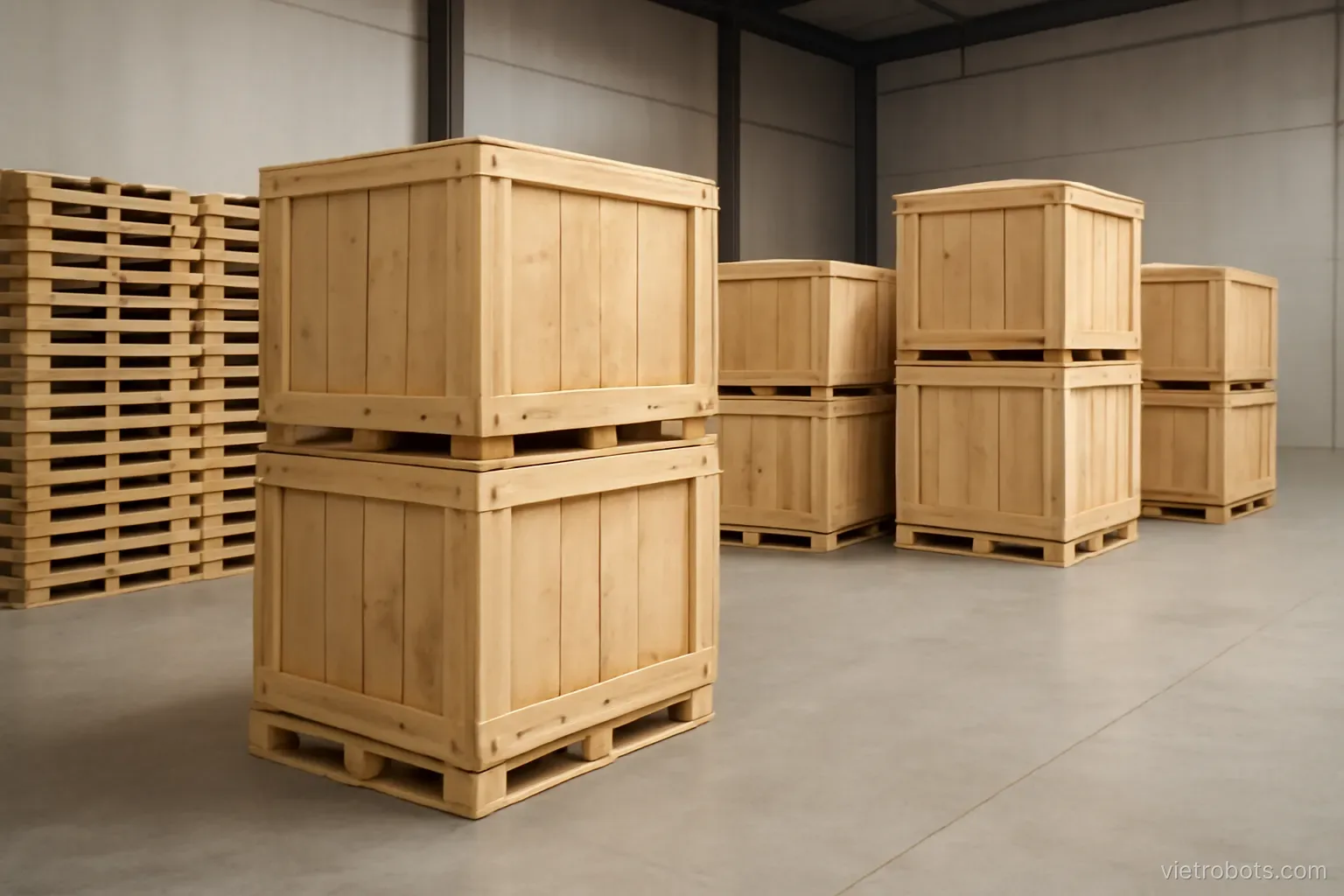 Shipping crates in a warehouse