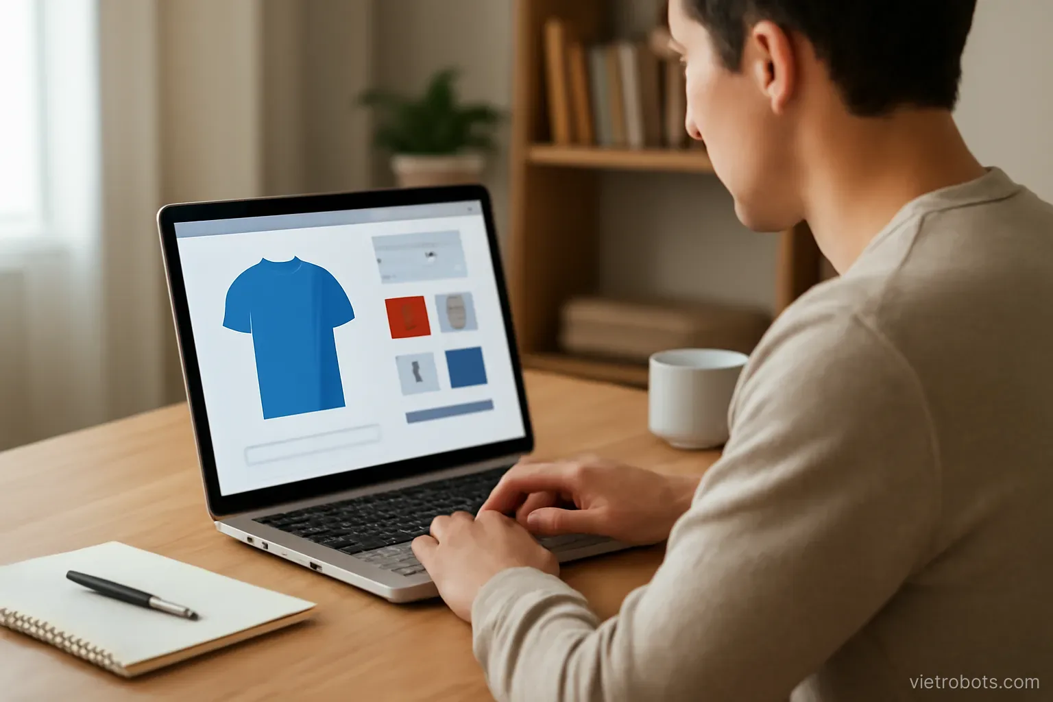 Person reviewing information on a laptop