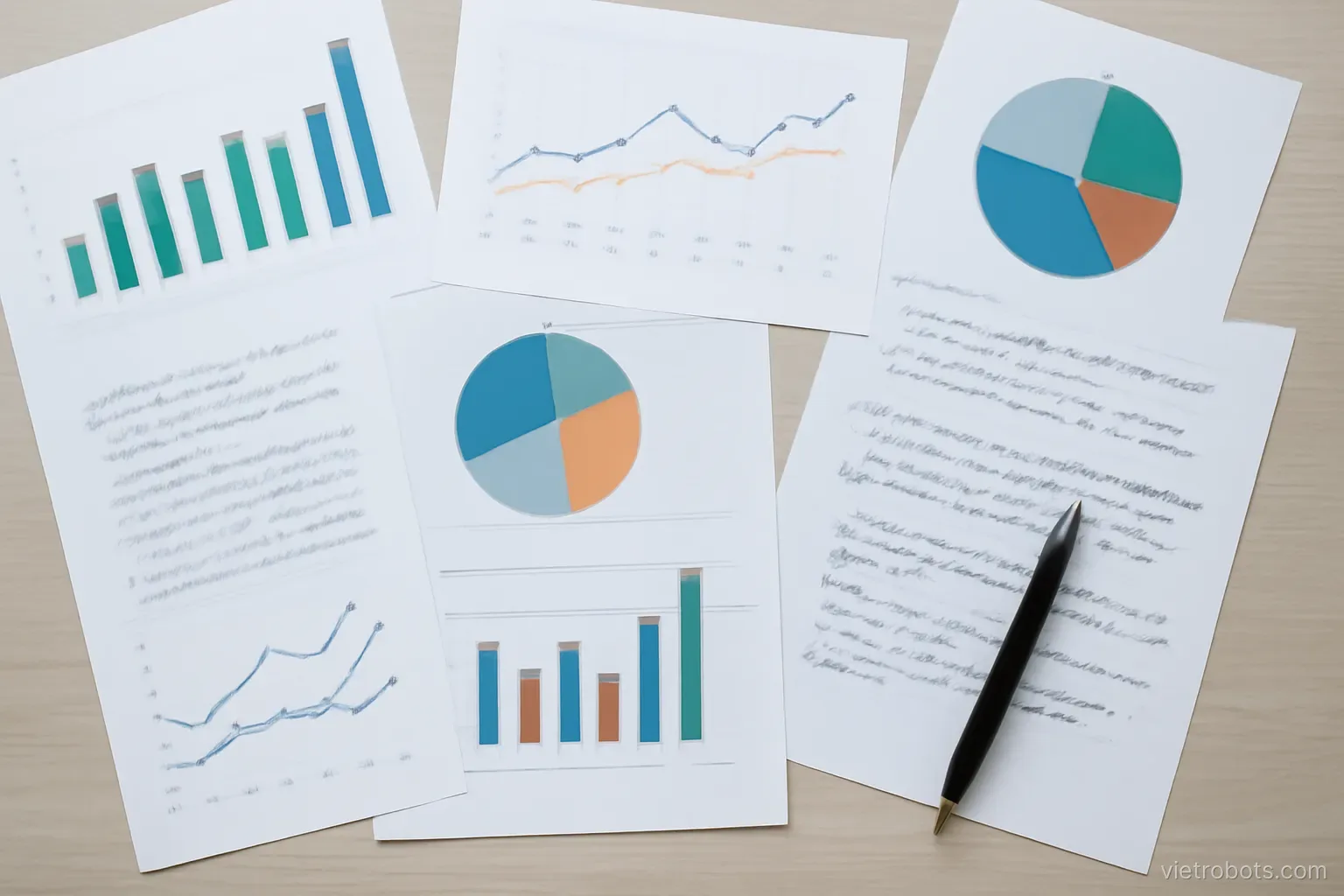 Charts and notes spread across a desk