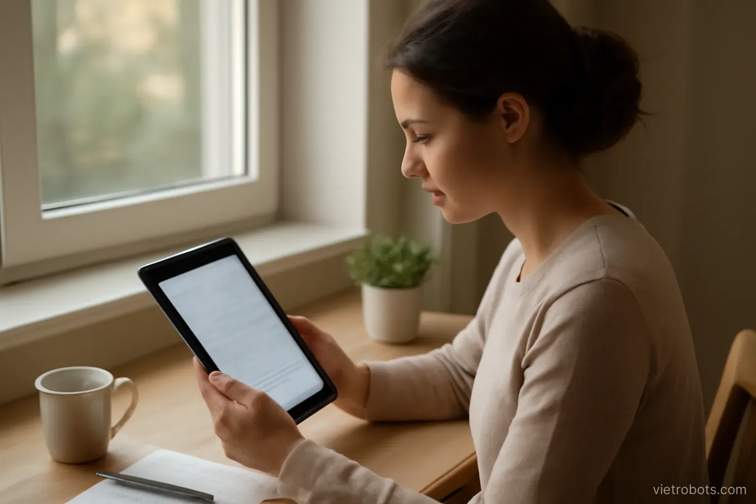 Person reading on a tablet